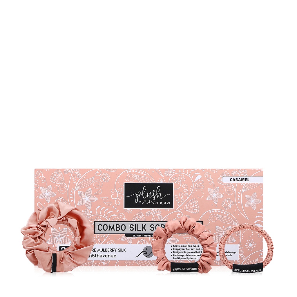 Combo Silk Scrunchies - 3 pcs - Caramel