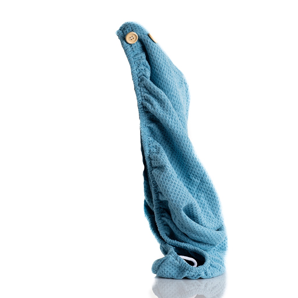 Hair Drying Turban Microfiber - Marine Blue/  Gray