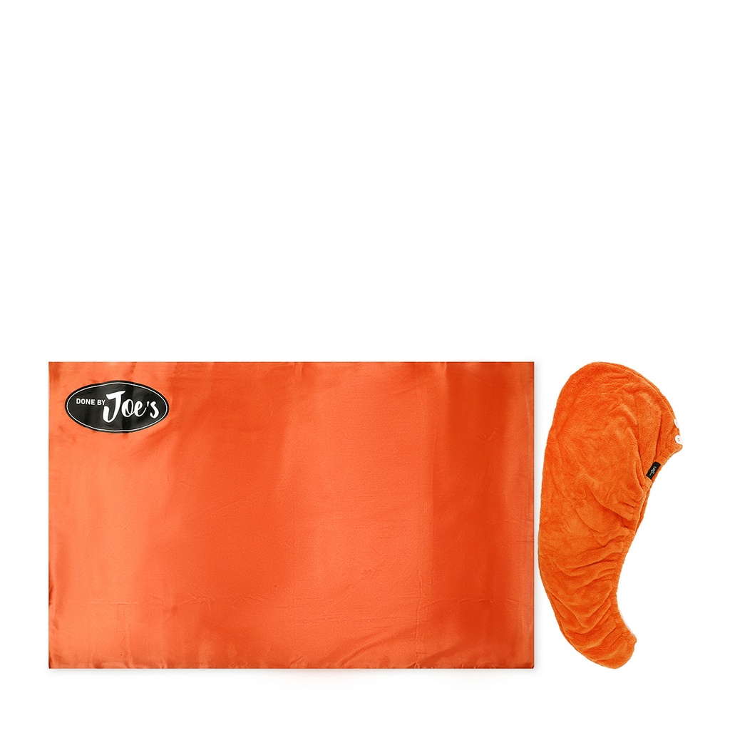 Hair Towel & Satin Pillow Case Set - 2 pcs - Orange
