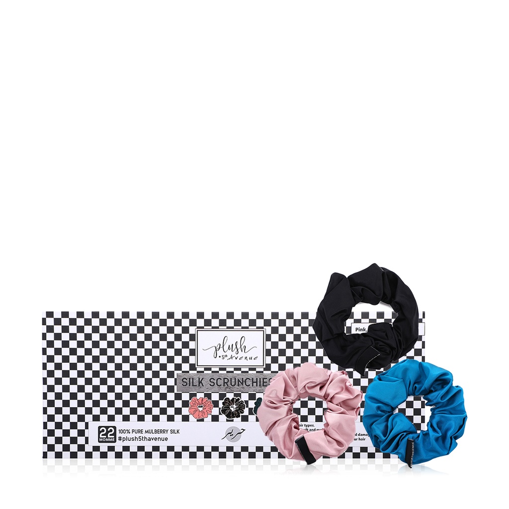 Large Silk Scrunchies Set - 3 pcs-Pink