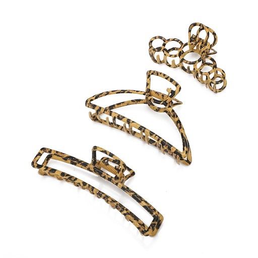 Leopard Print Hair Claw Clips Set - 3 pcs