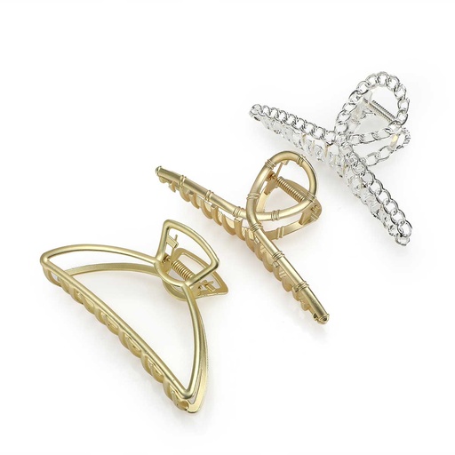 Metallic Hair Claw Clips Set - 3 pcs