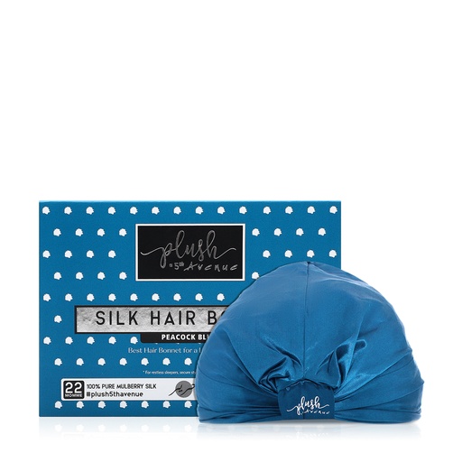 Silk Hair Bonnet - Peacock Blue
