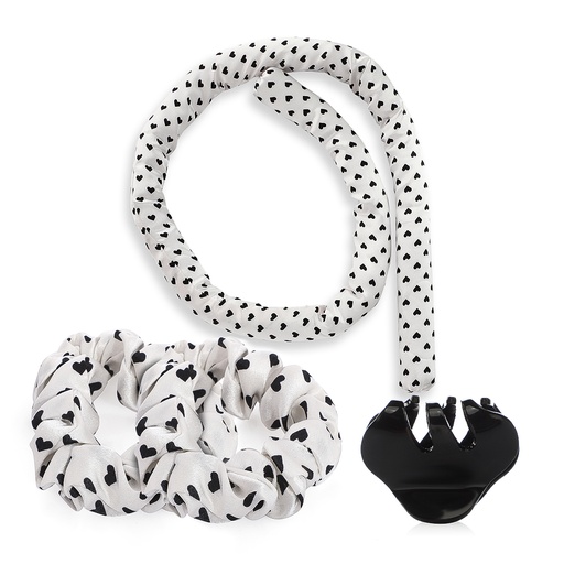 Silk Heatless Hair Curler Set - 4 pcs - Black & White